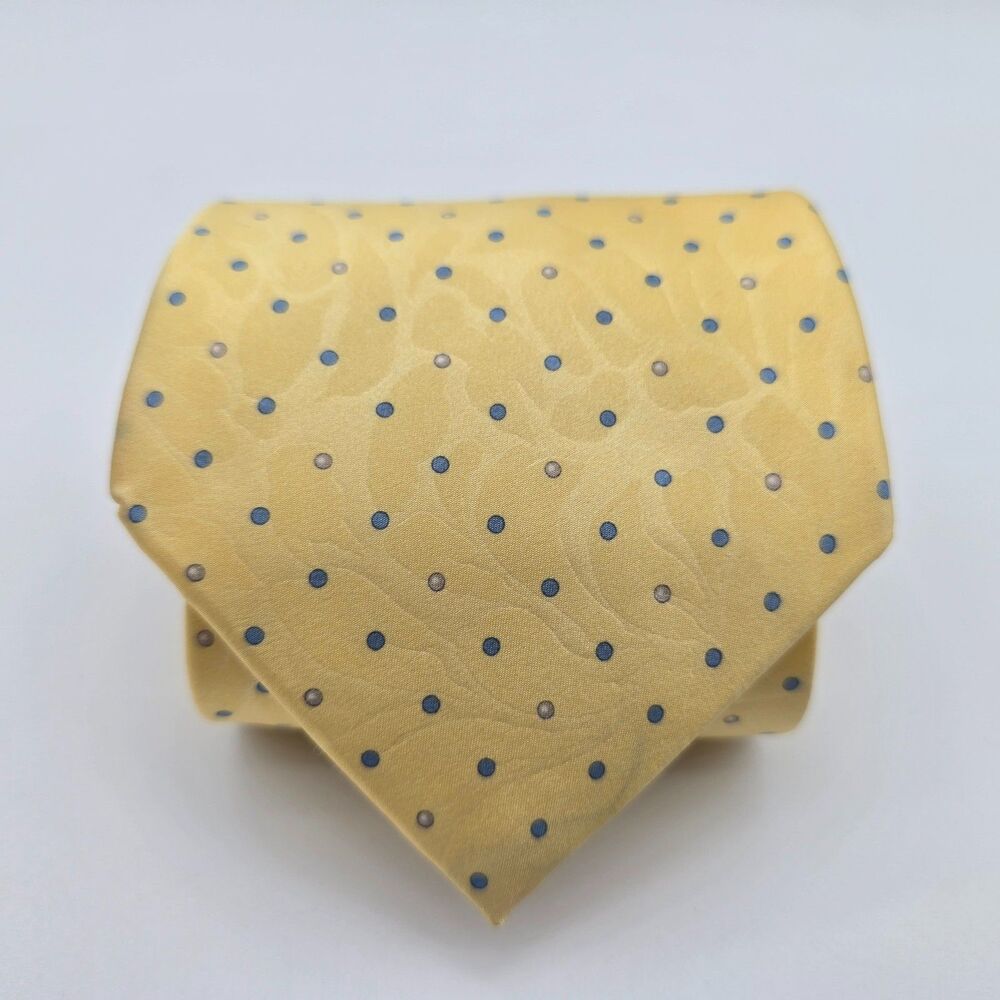 NWT Lanvin Paris Men's Yellow Polka Dot Silk Tie 3.75x58 – Made in France